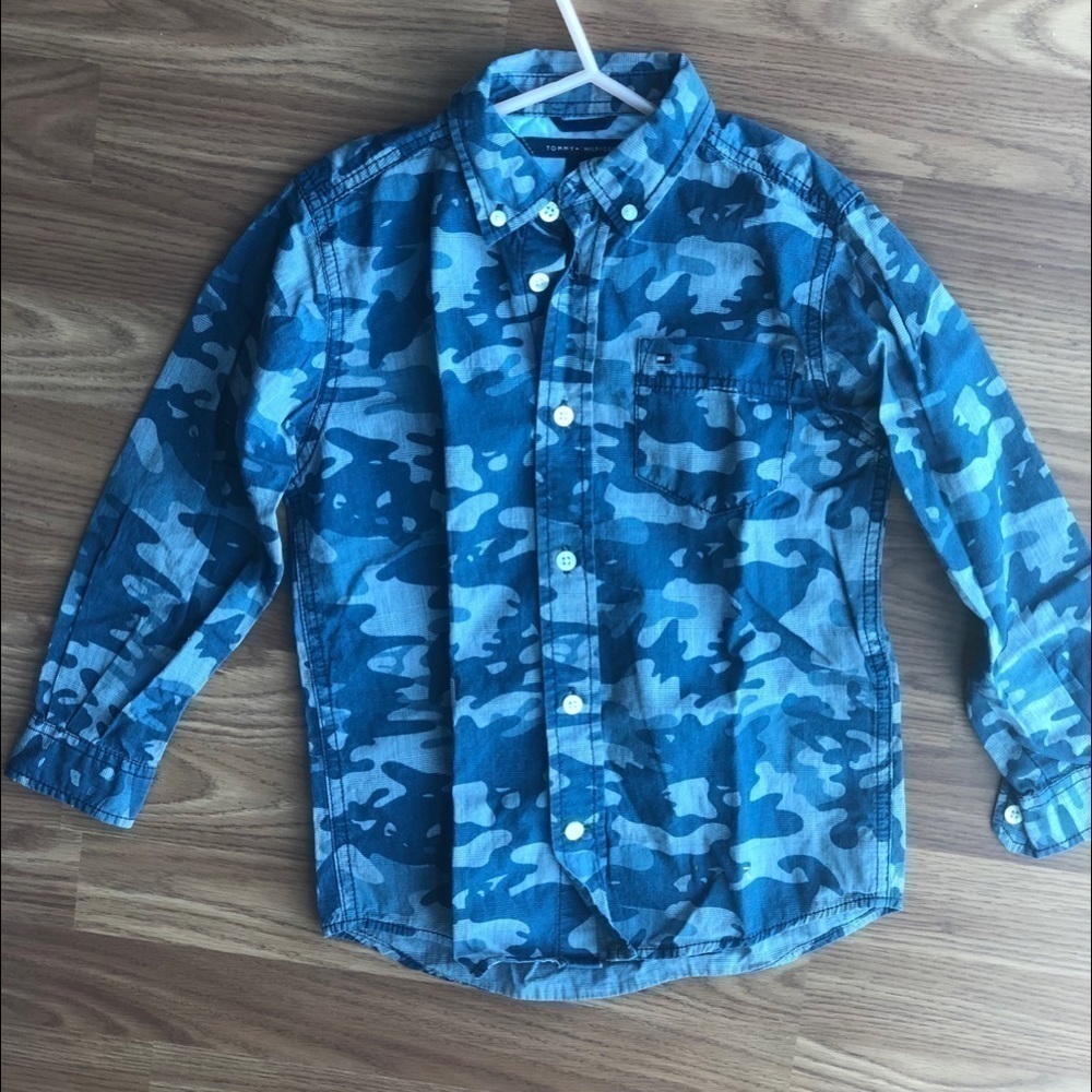 Tommy Hilfiger Blue Military Print Shirt